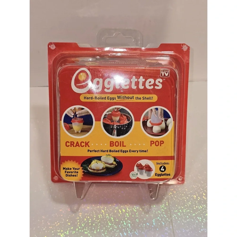 Egglettes Hard-Boiled Egg Cooker Set (4 Egg Cups) As Seen on TV – NIP 🍳🥚